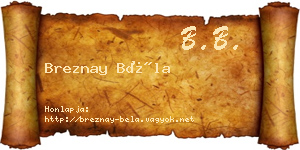 Breznay Béla névjegykártya